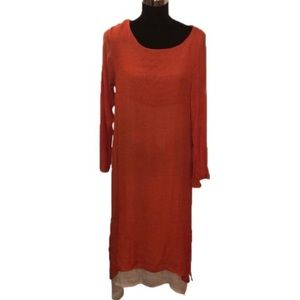 Zanzea Collection Orange/Cream Lightweight Dress